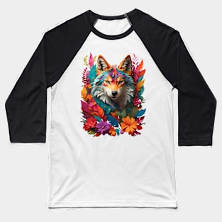 Colorful Rainbow Fox Baseball T-Shirt